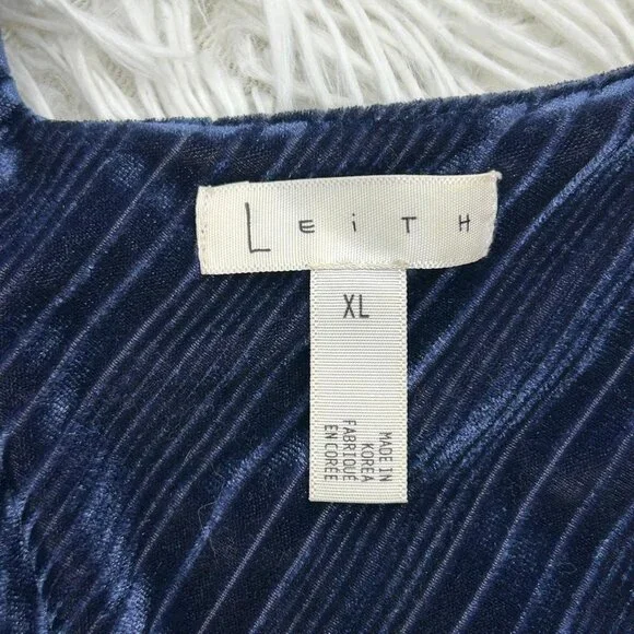 Leith Velvet Cami Top Women XL Blue Pleated Tank Spaghetti Strap Y2k Eveningwear - Picture 8 of 9